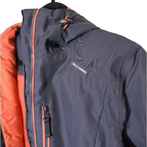 Helly Hansen long Belfast winter jacket navy blue and pink women's size M - Picture 6 of 8